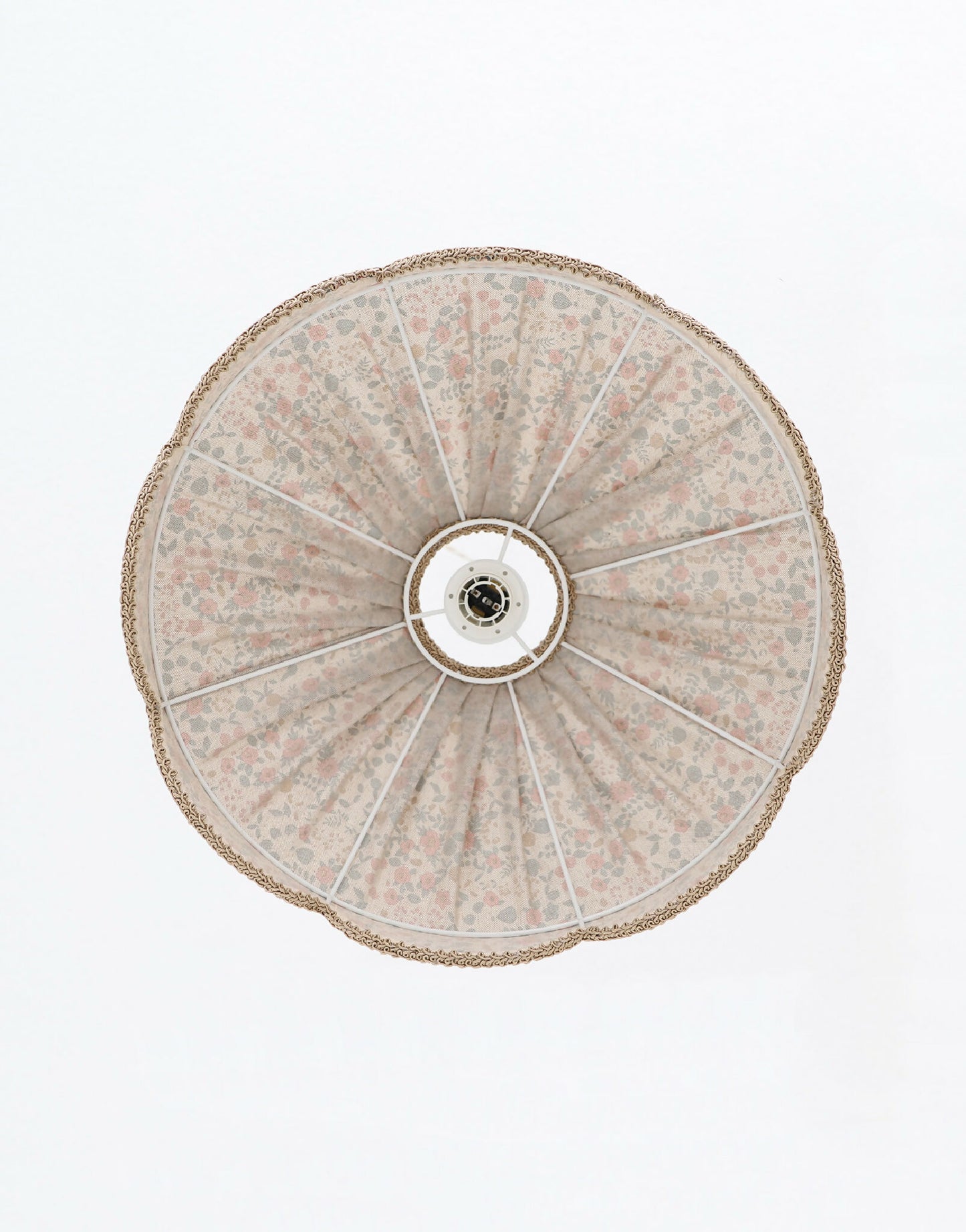 Suspension "Cosette" en Tissu Floral English Garden - Abat-jour Festonné Style Vintage Made in France