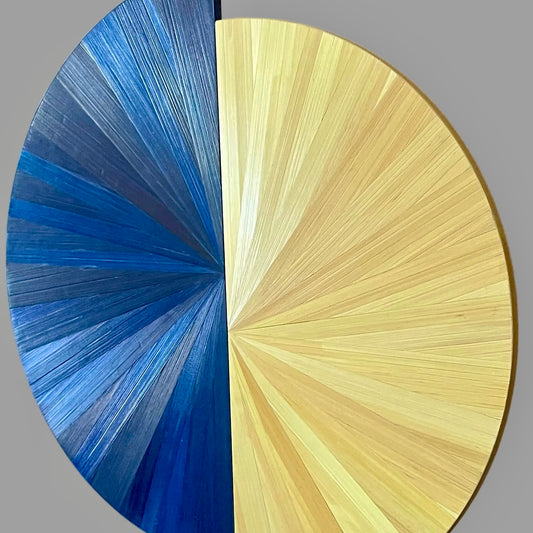 HALO Nuit dorée — Sculpture en marqueterie de paille Ø30 cm