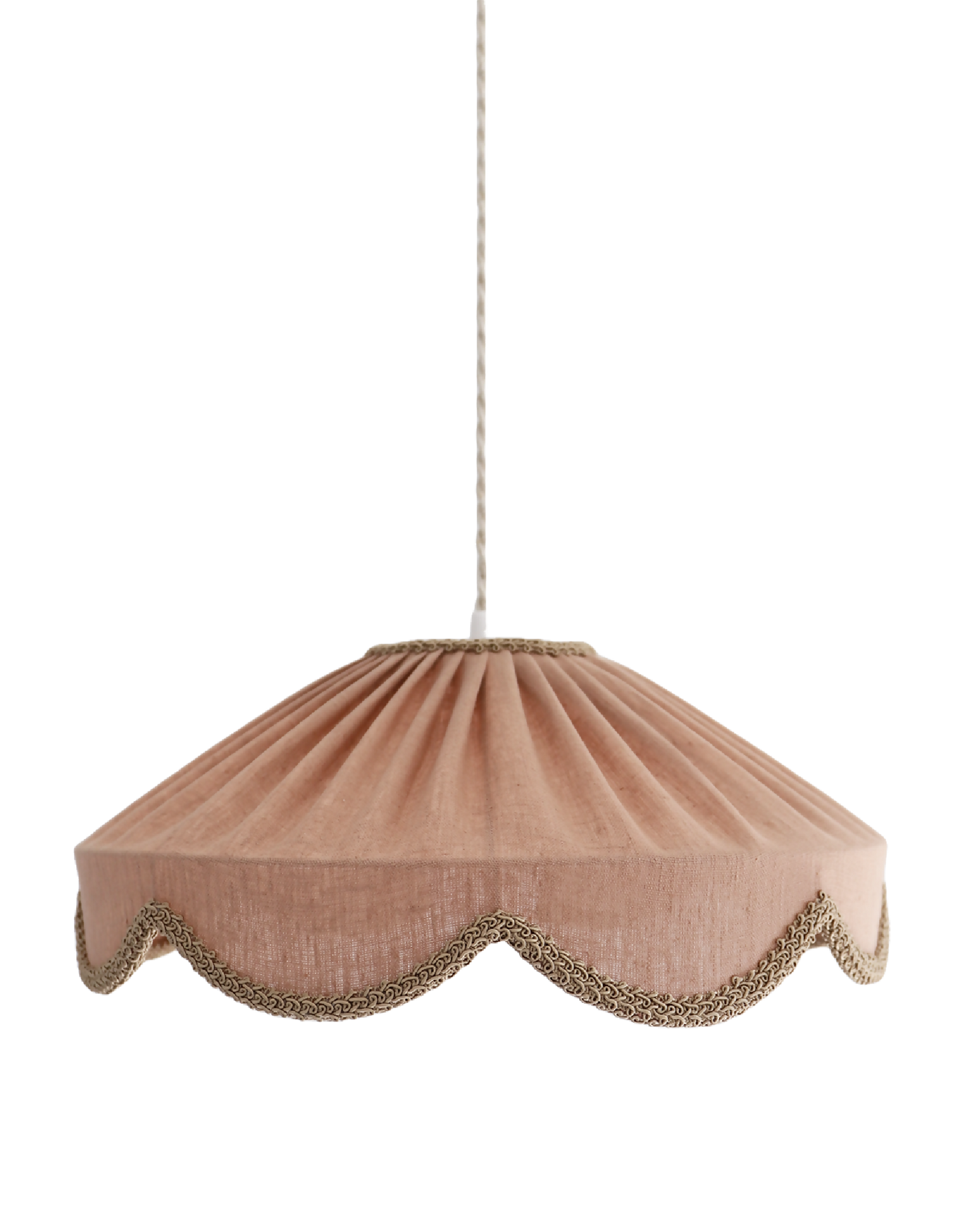Suspension "Cosette" en Tissu Uni Lin Classic Linen - Abat-jour Festonné Style Vintage Made in France