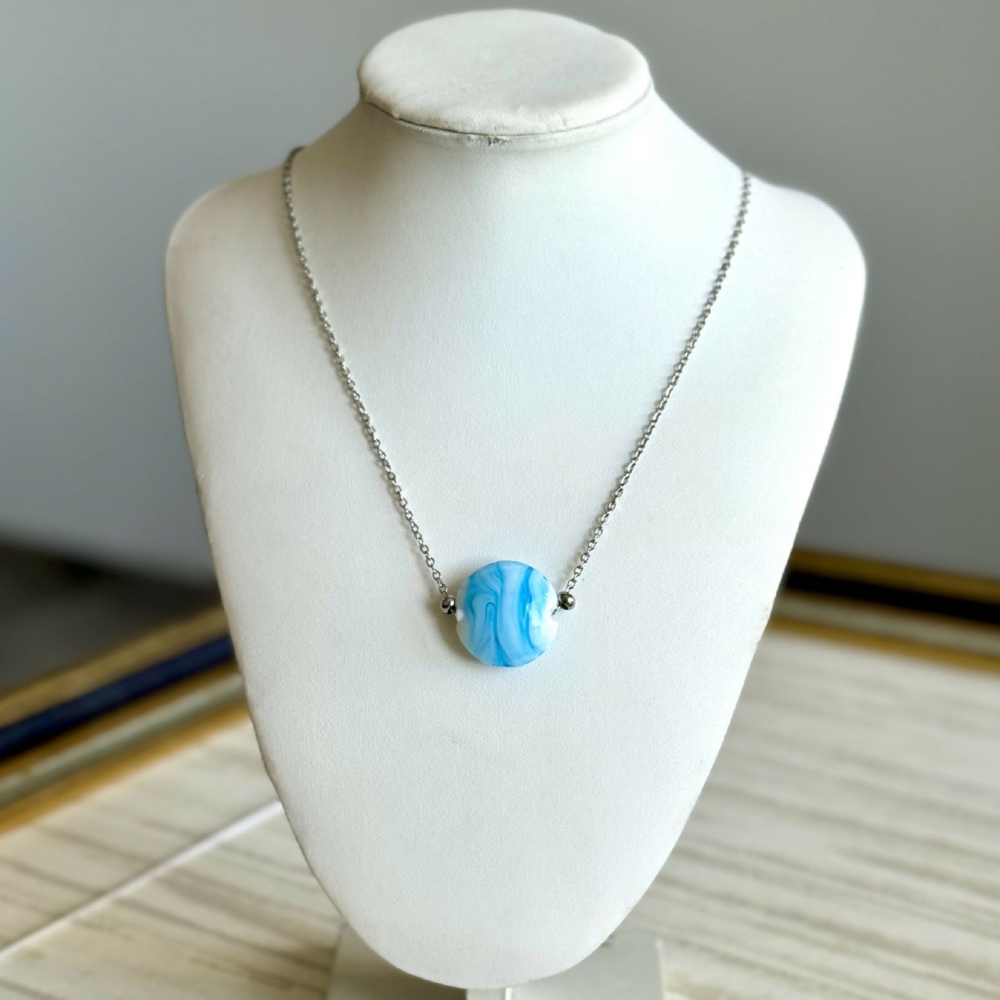 Collier - Moon Bicolore - Perle en verre de Murano