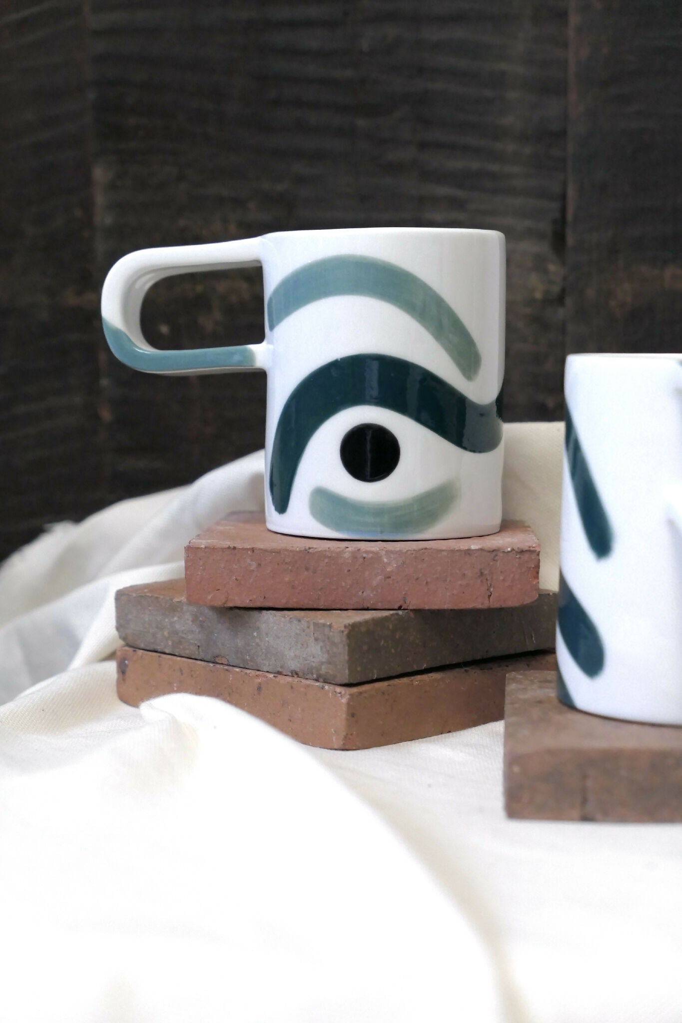 tasse_porcelaine_large anse_méditerranée_vert