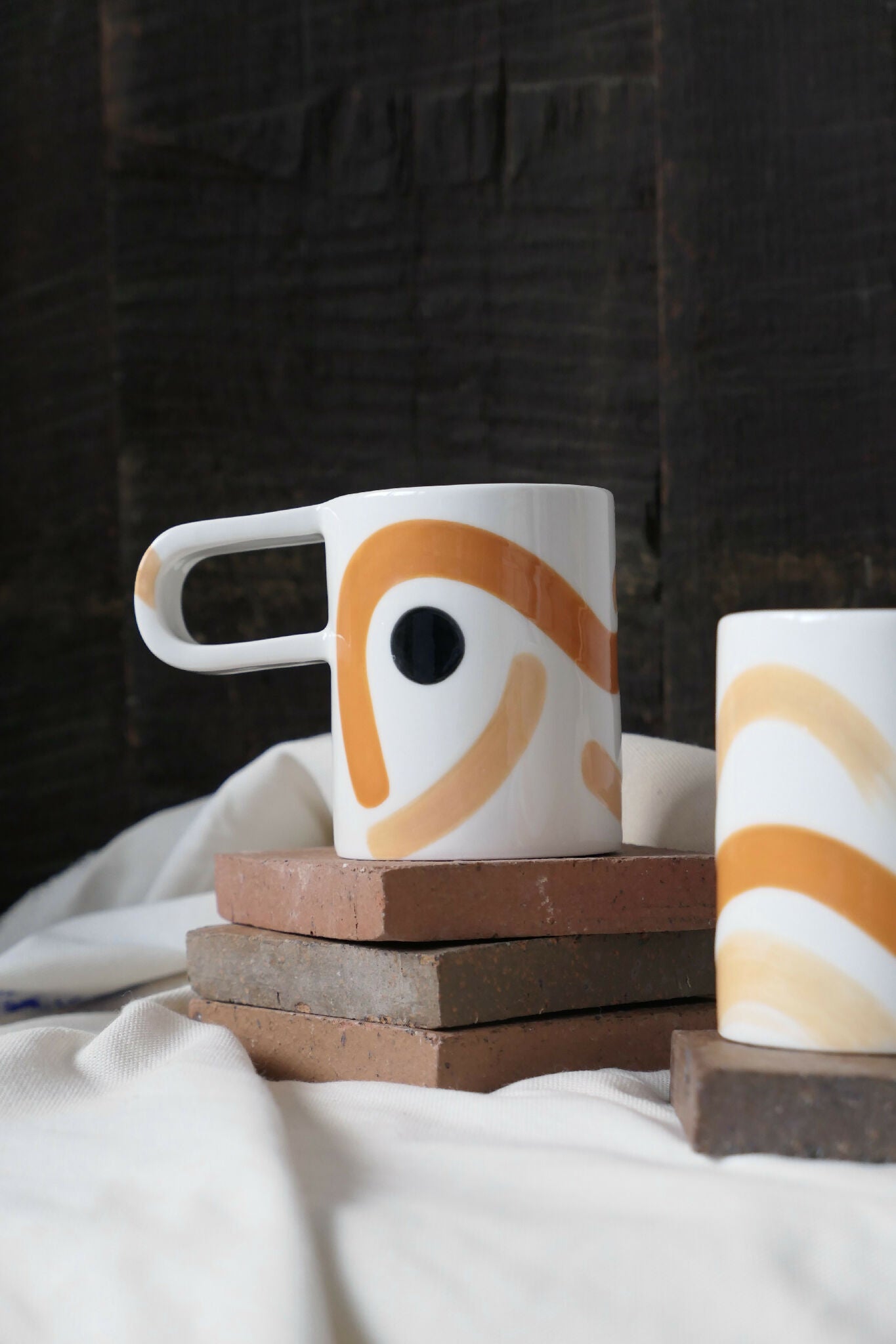 tasse_porcelaine_large anse_méditerranée_orange
