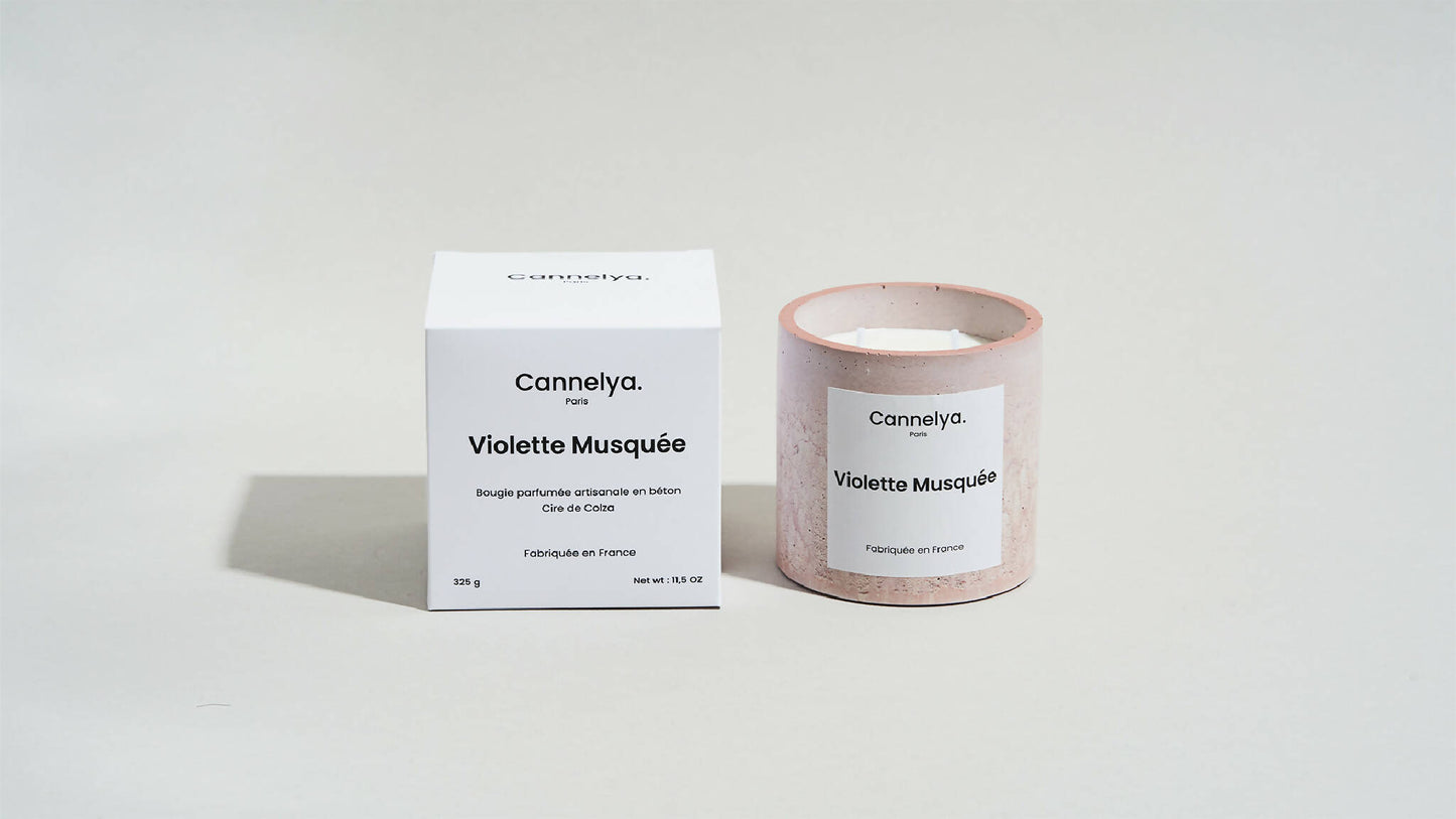 Bougie artisanale senteur violette musquée vegan artisanat français
