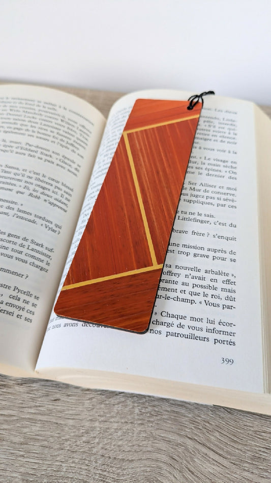 Marque-pages avec marqueterie de paille Orange/Gris Anthracite/Jaune