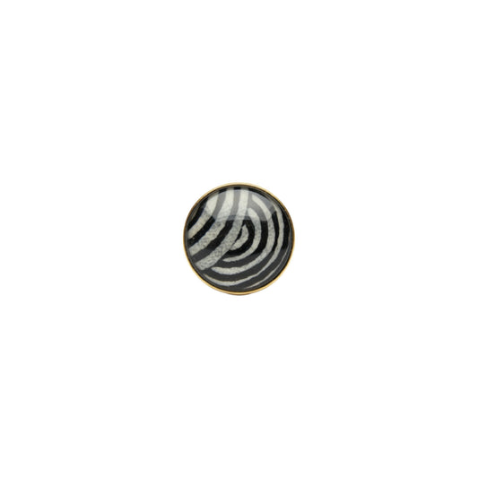 bague cabochon noir & gris · papier népalais · laiton doré · fait main France 🇫🇷