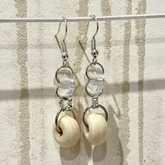 Boucles d'oreilles - Élégance Ivoire - Perles en verre de Murano
