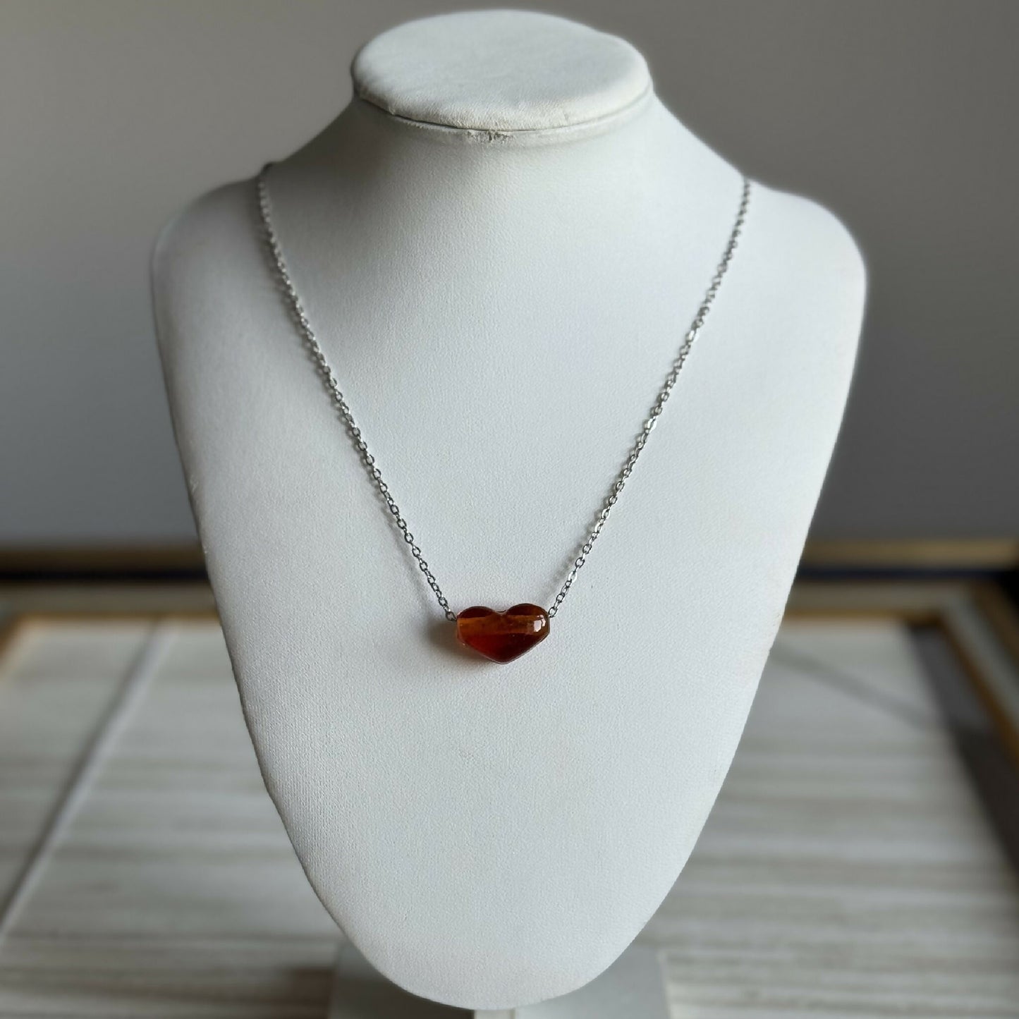 Collier - Coeur d'Ambre - Perle en verre de Murano