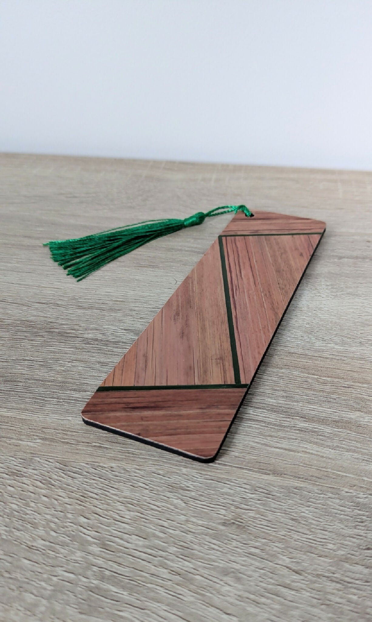 Marque-pages avec marqueterie de paille Cuivre/Gris Anthracite/Vert