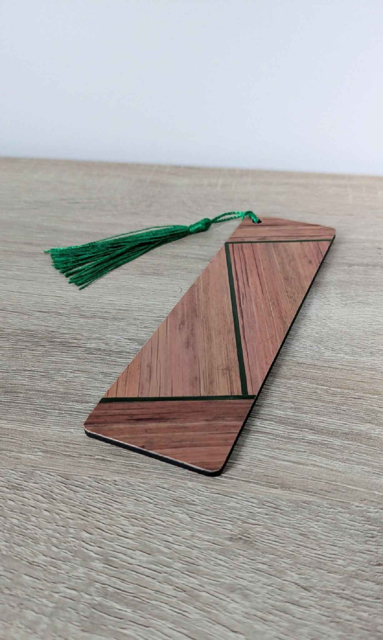 Marque-pages avec marqueterie de paille Cuivre/Gris Anthracite/Vert
