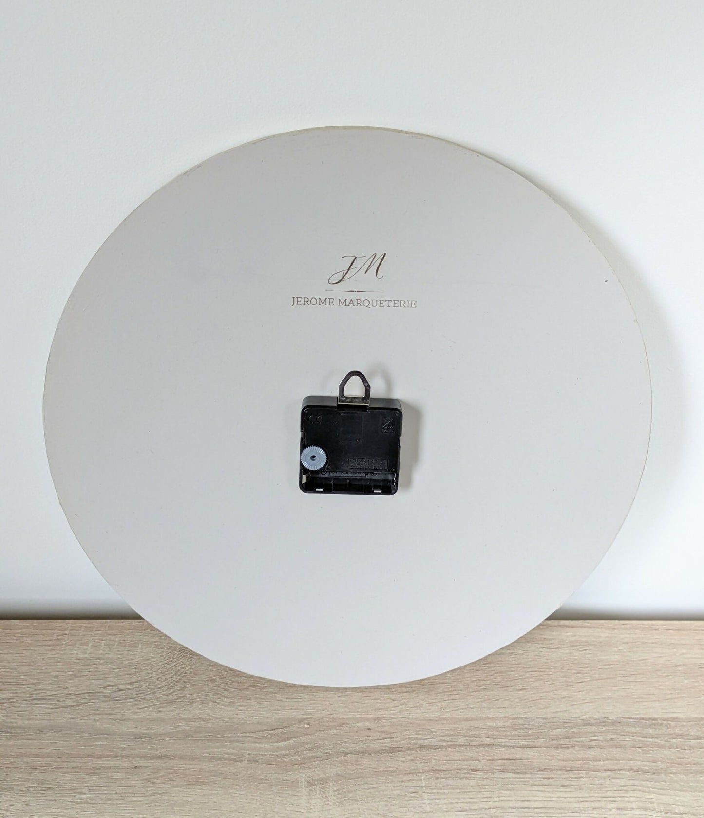 Horloge murale Ronde avec Marqueterie de paille Beige et Marron