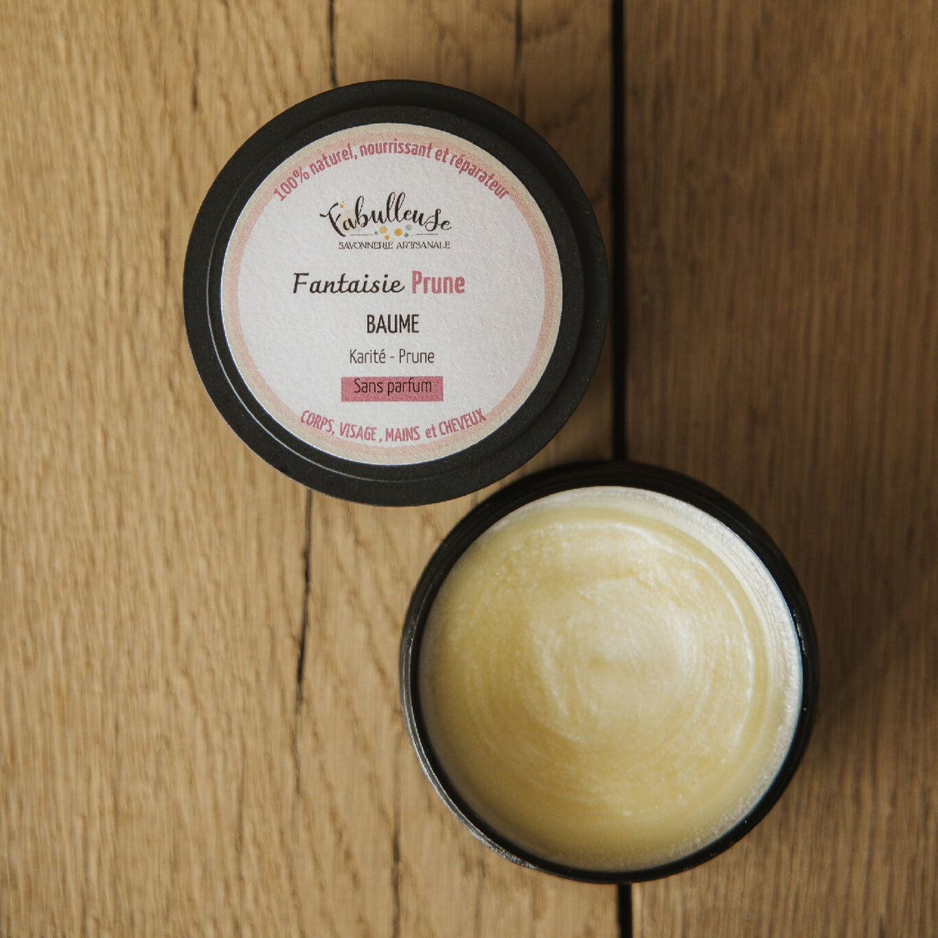 Fantaisie Prune baume karité huile de prune de Gascogne naturel bio nourissant hydratant fabulleuse savonnerie saintes 17100