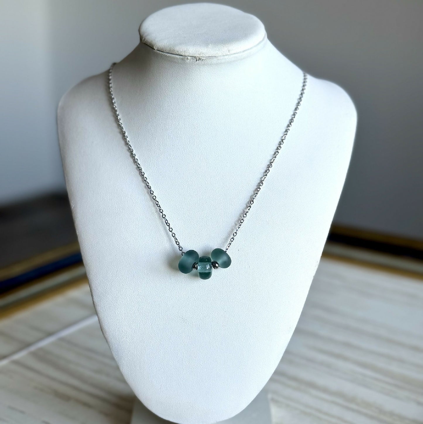 Collier - Trio Gris Orage - Perles en verre de Murano