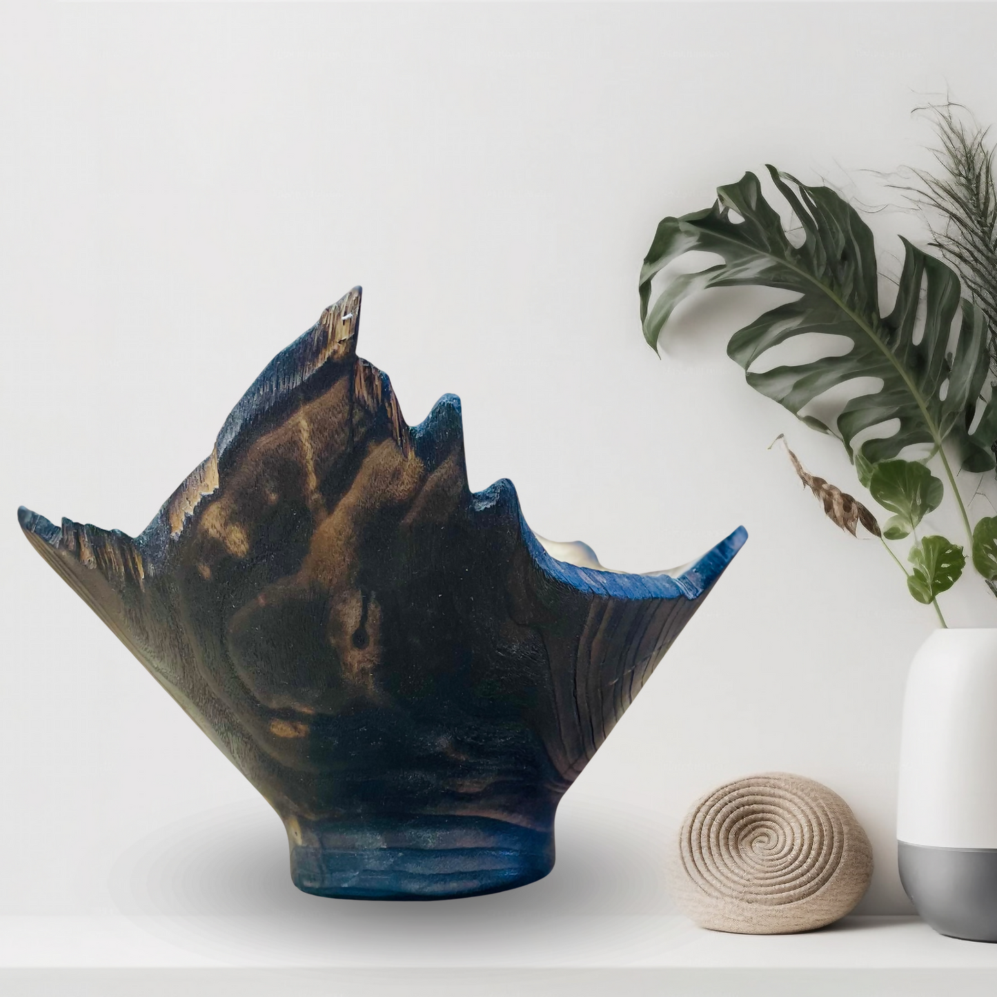 Grand vase travail artisanal fait-main bois massif artisanat français