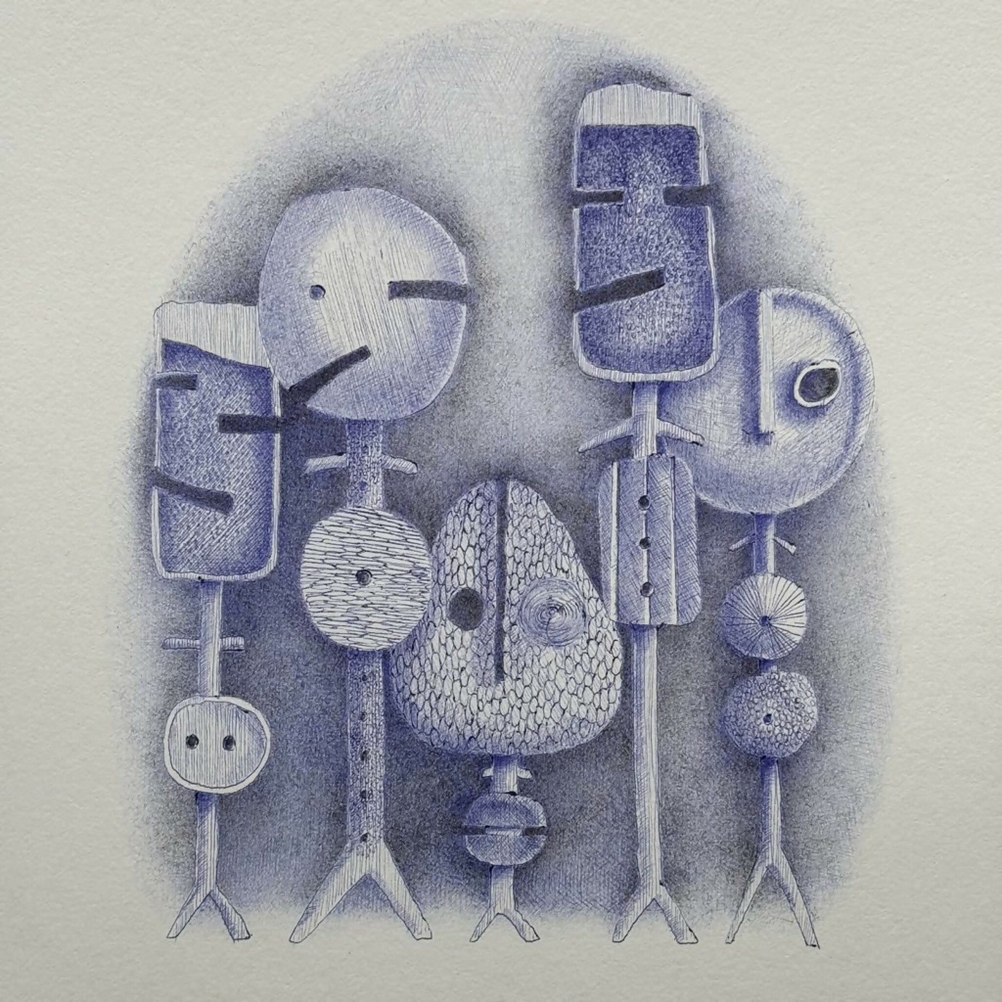 dessin-crayon-bic-série-sculptures-bleues