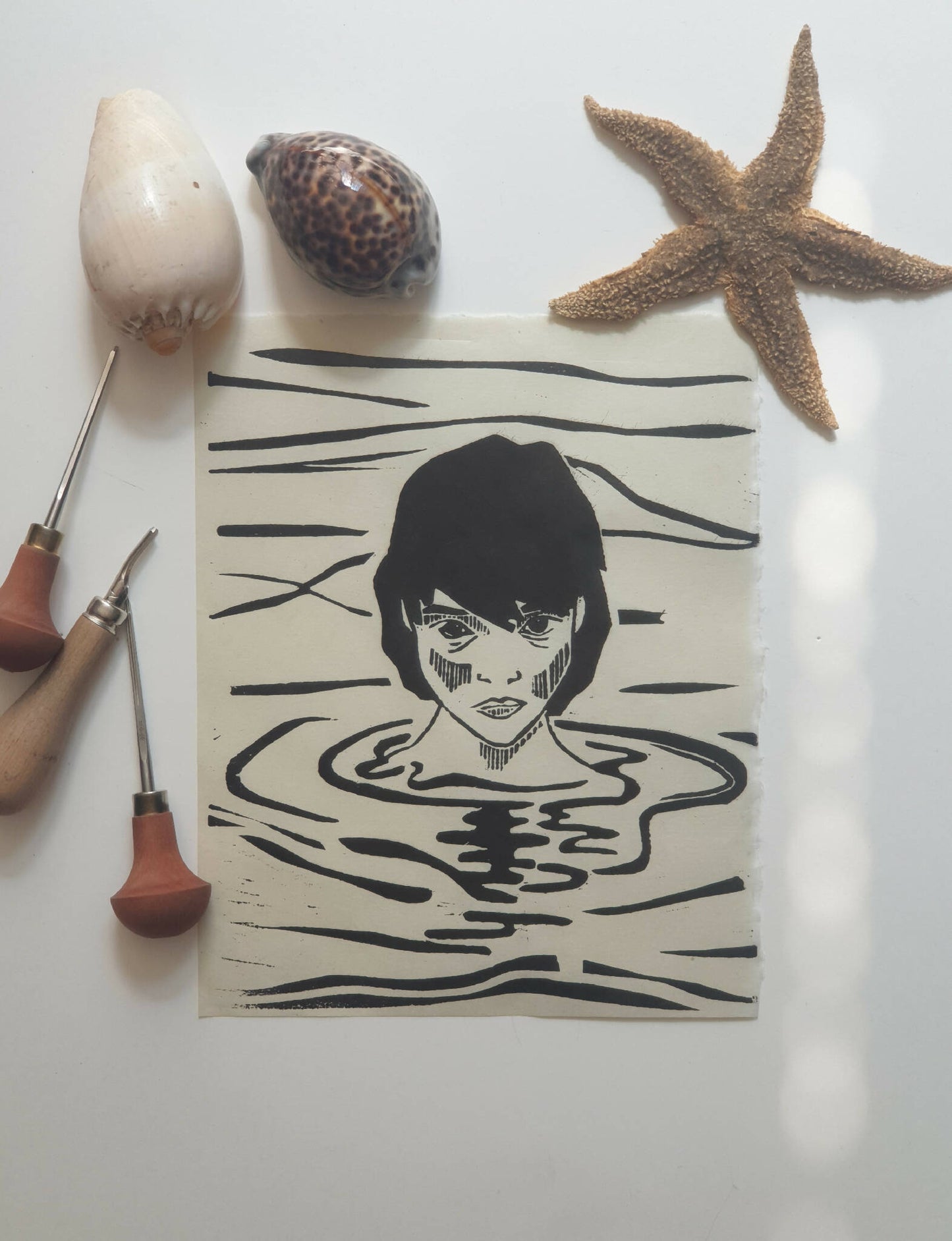 linogravure sortant fait main par artiste francaise
