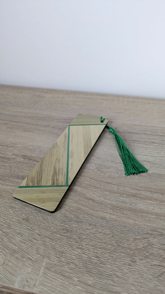 Marque-pages avec marqueterie de paille Beige/Vert/Gris anthracite