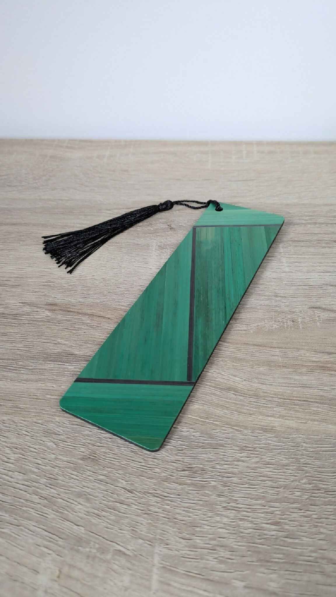 Marque-pages avec marqueterie de paille Vert clair/Gris Anthracite/Doré