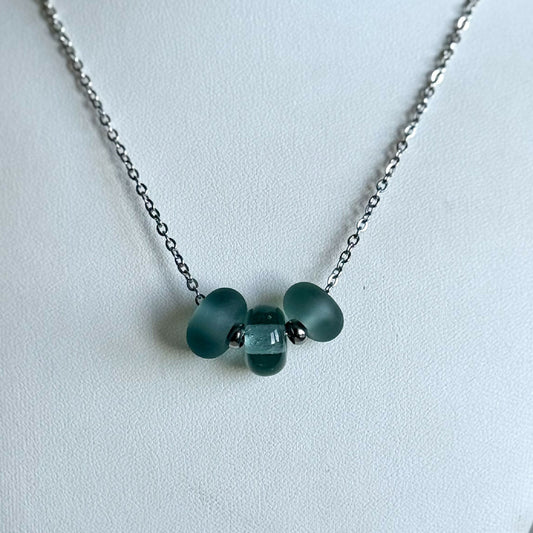Collier - Trio Gris Orage - Perles en verre de Murano