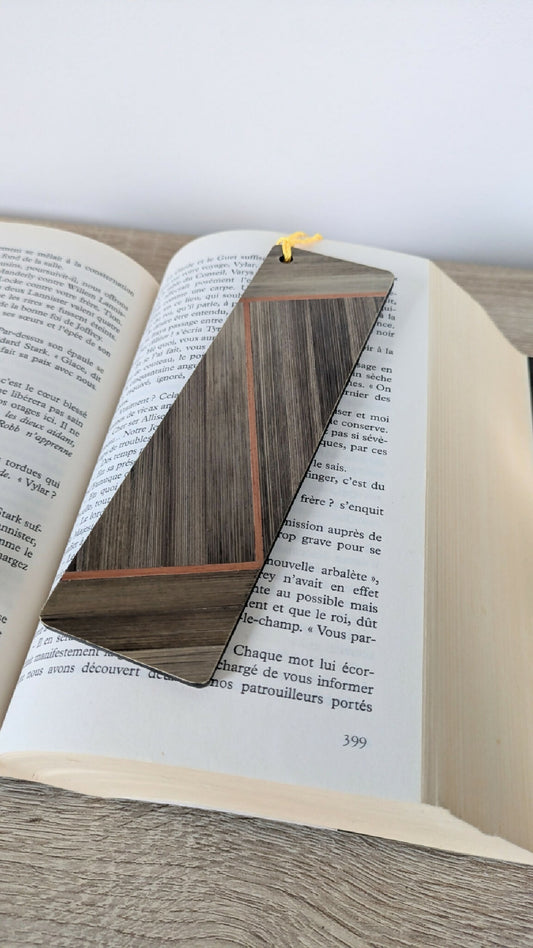 Marque-pages avec marqueterie de paille Marron/Jaune/Cuivre