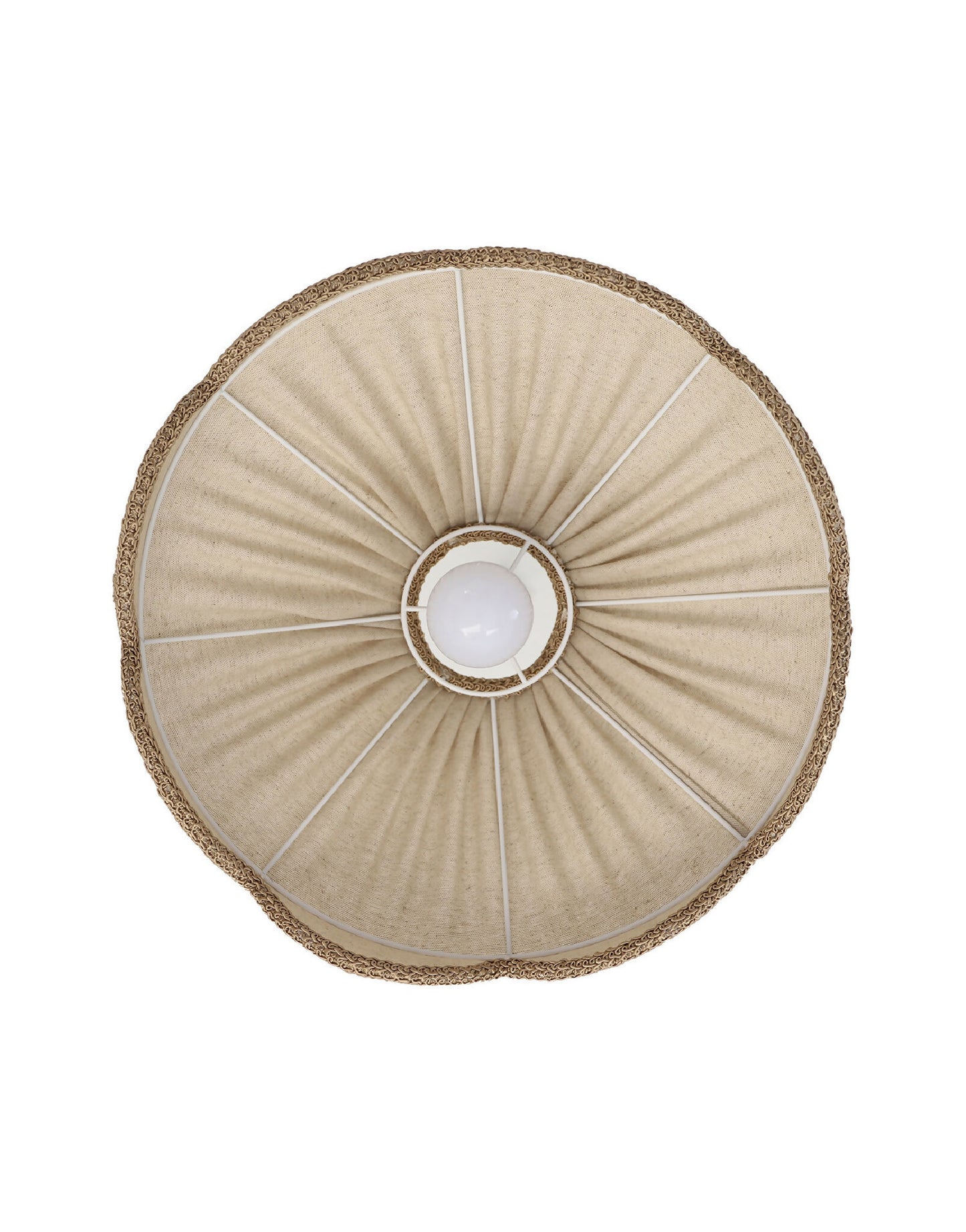 Suspension "Cosette" en Tissu Uni Beige Classic - Abat-jour Festonné Style Vintage Made in France