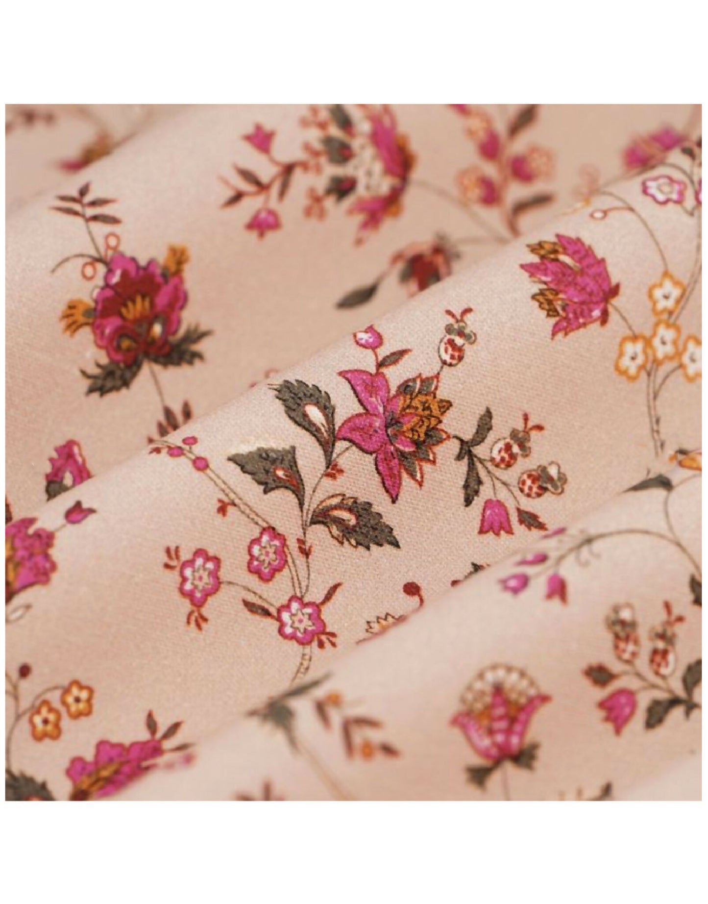 Suspension "Cosette" en Tissu Floral Jaipur Flowers - Abat-jour Festonné Style Vintage Made in France