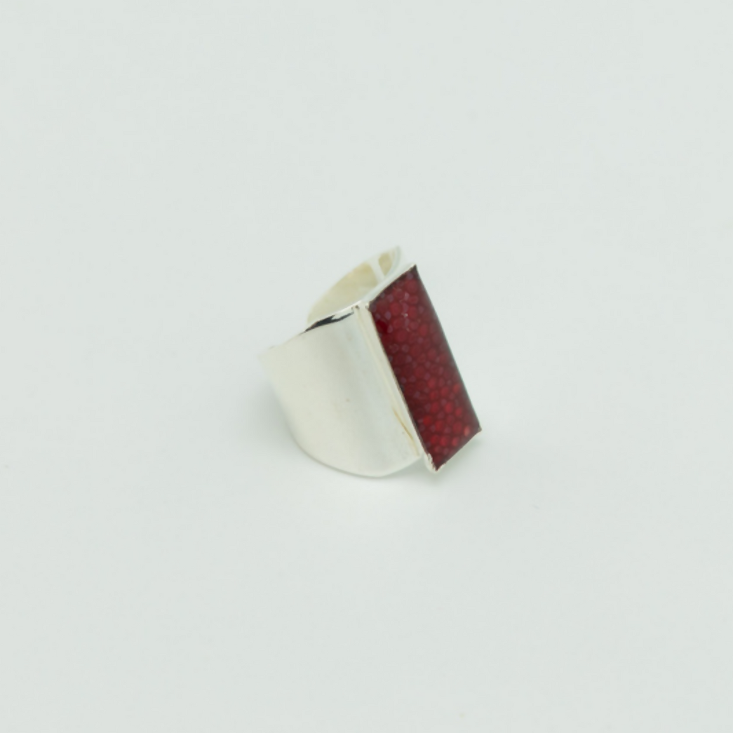 Bague Silver Queen - Cuir de galuchat