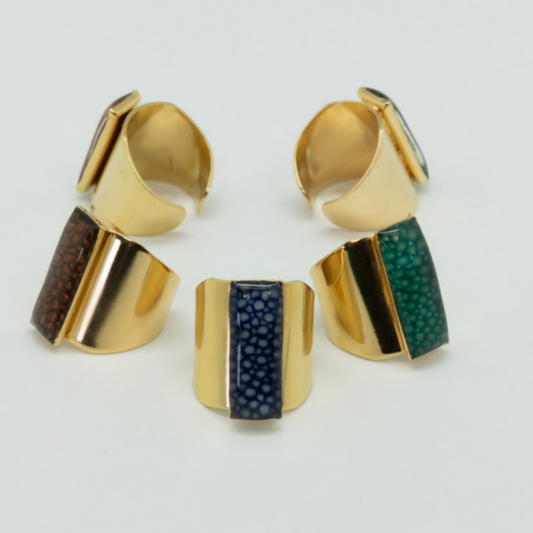 Bague Gold Queen - Cuir de galuchat