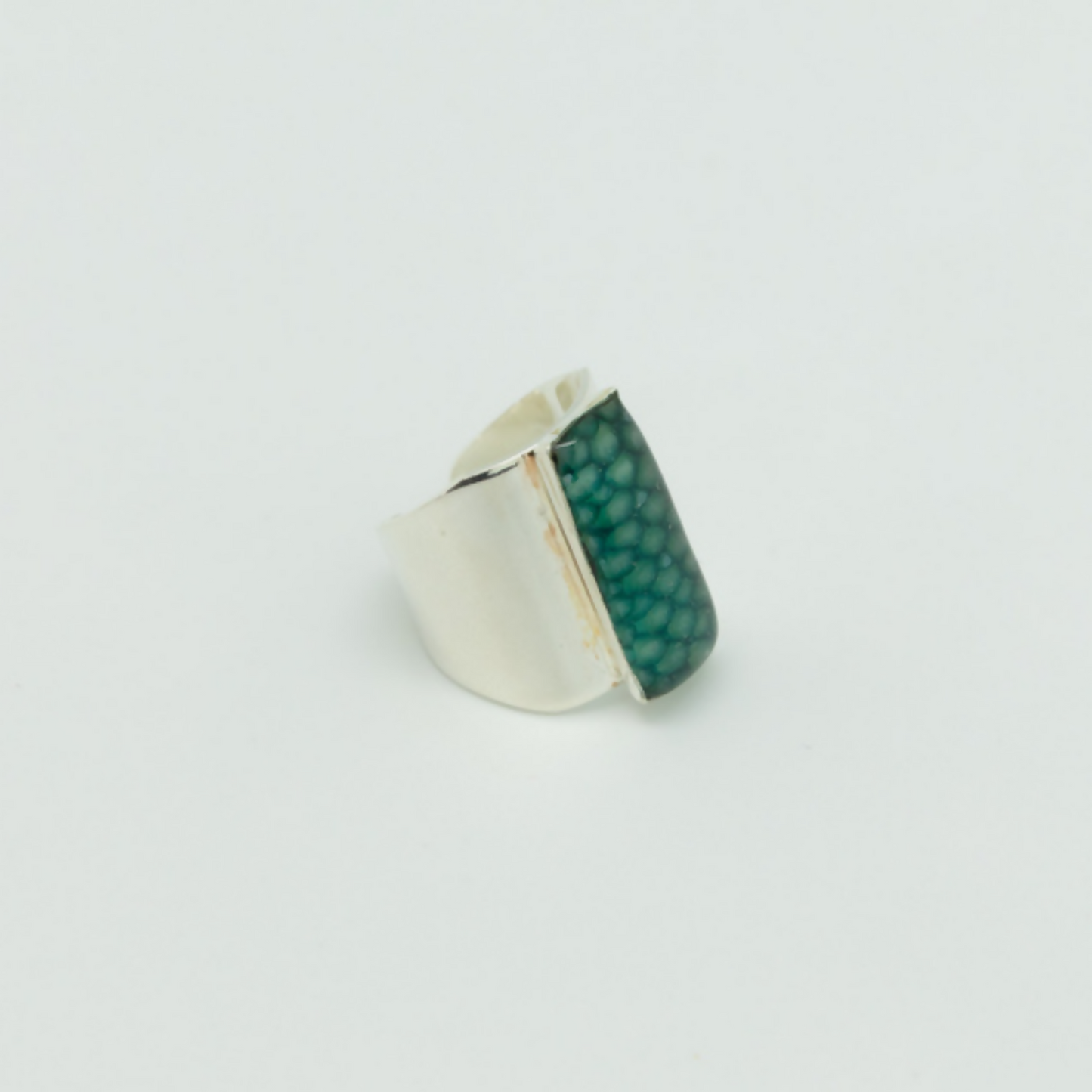 Bague Silver Queen - Cuir de galuchat