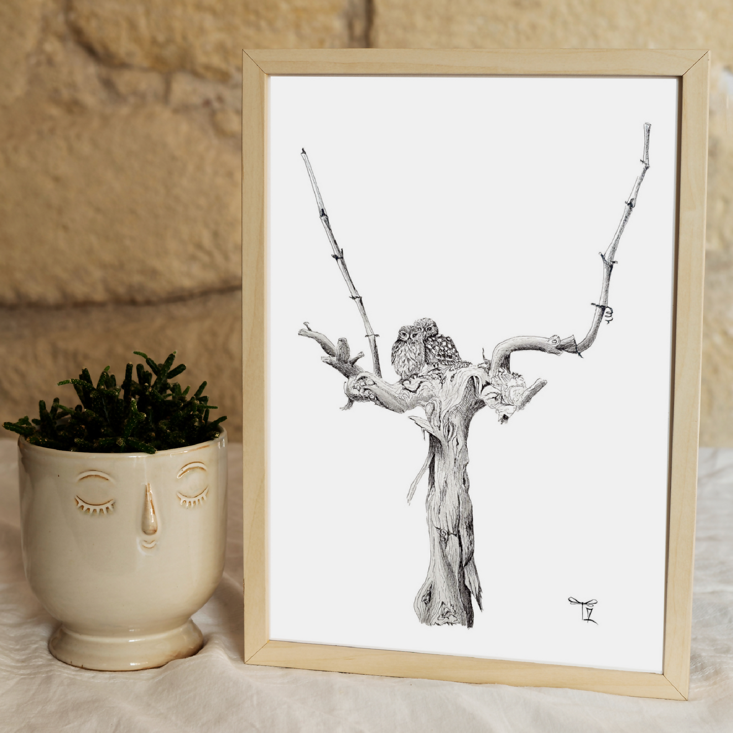 dessin chouettes cadre carte