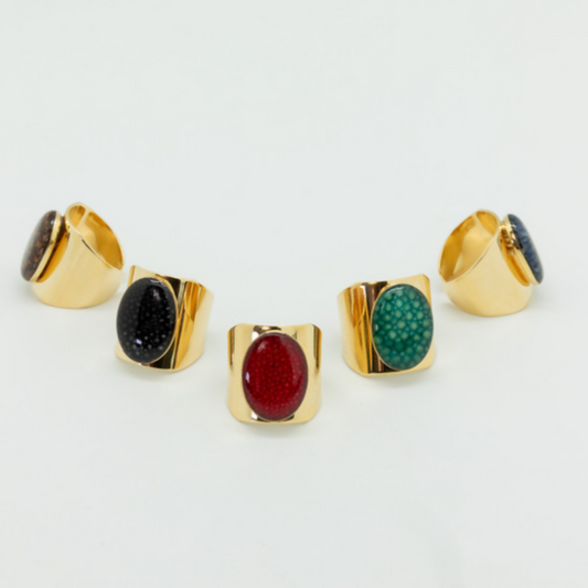 Bague Gold Cocotte - Cuir de galuchat