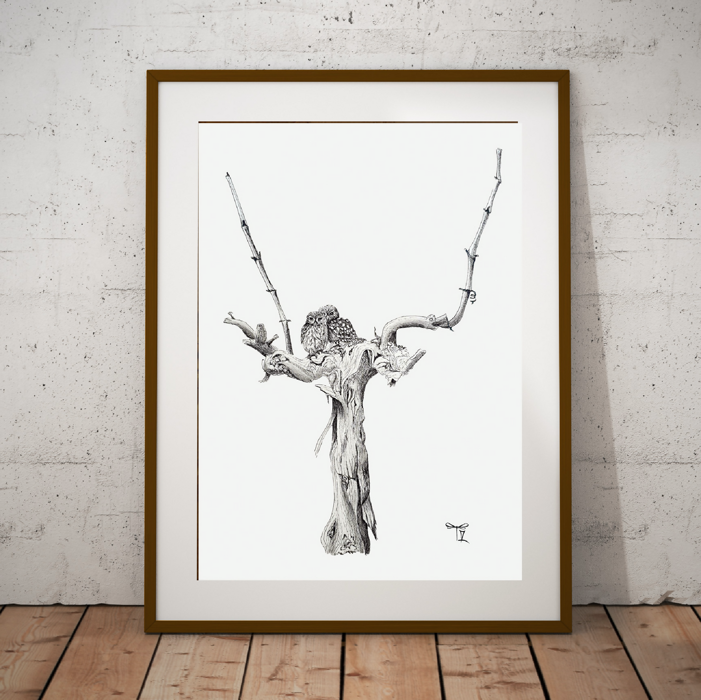 dessin chouettes cadre tableau