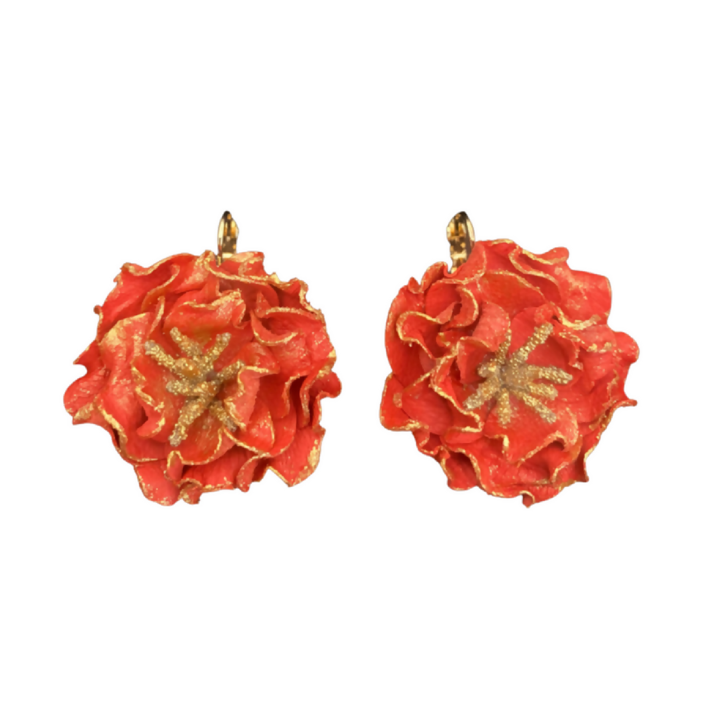 Boucles d'oreilles dormeuses Gold Teacup Roses en cuir
