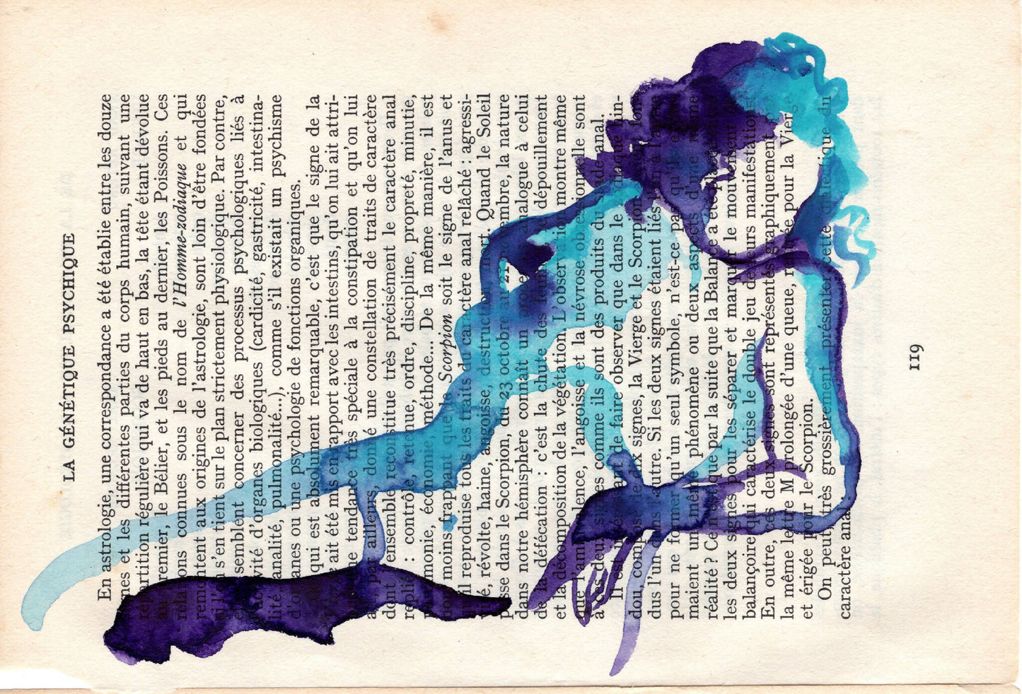 Watercolor on old book paper #2