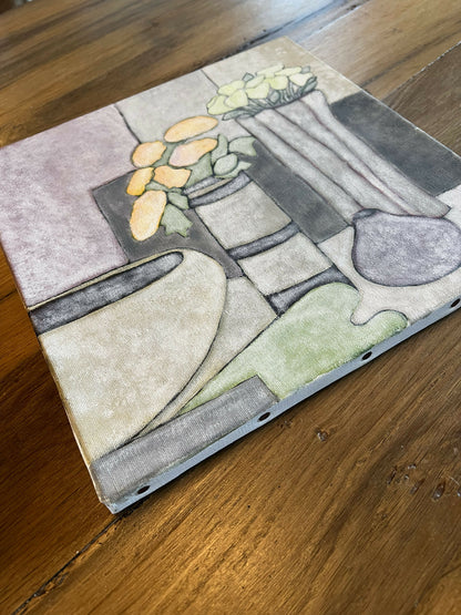 Tableau - Nature morte au bouquet - jaune 2004 - Brigitte Legendre