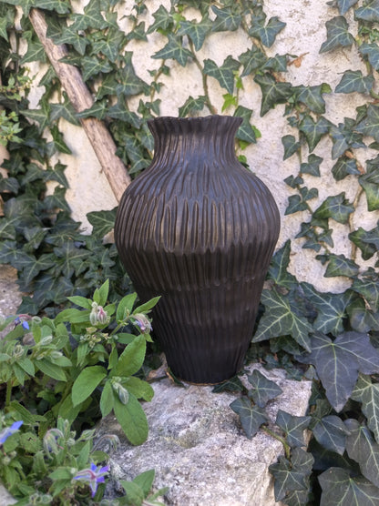 CONTEMPORARY MATTE BLACK CERAMIC VASE