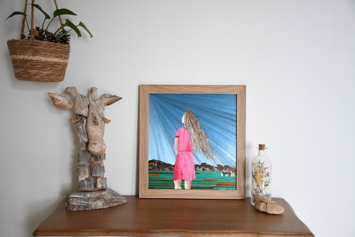 tableau en marqueterie de paille