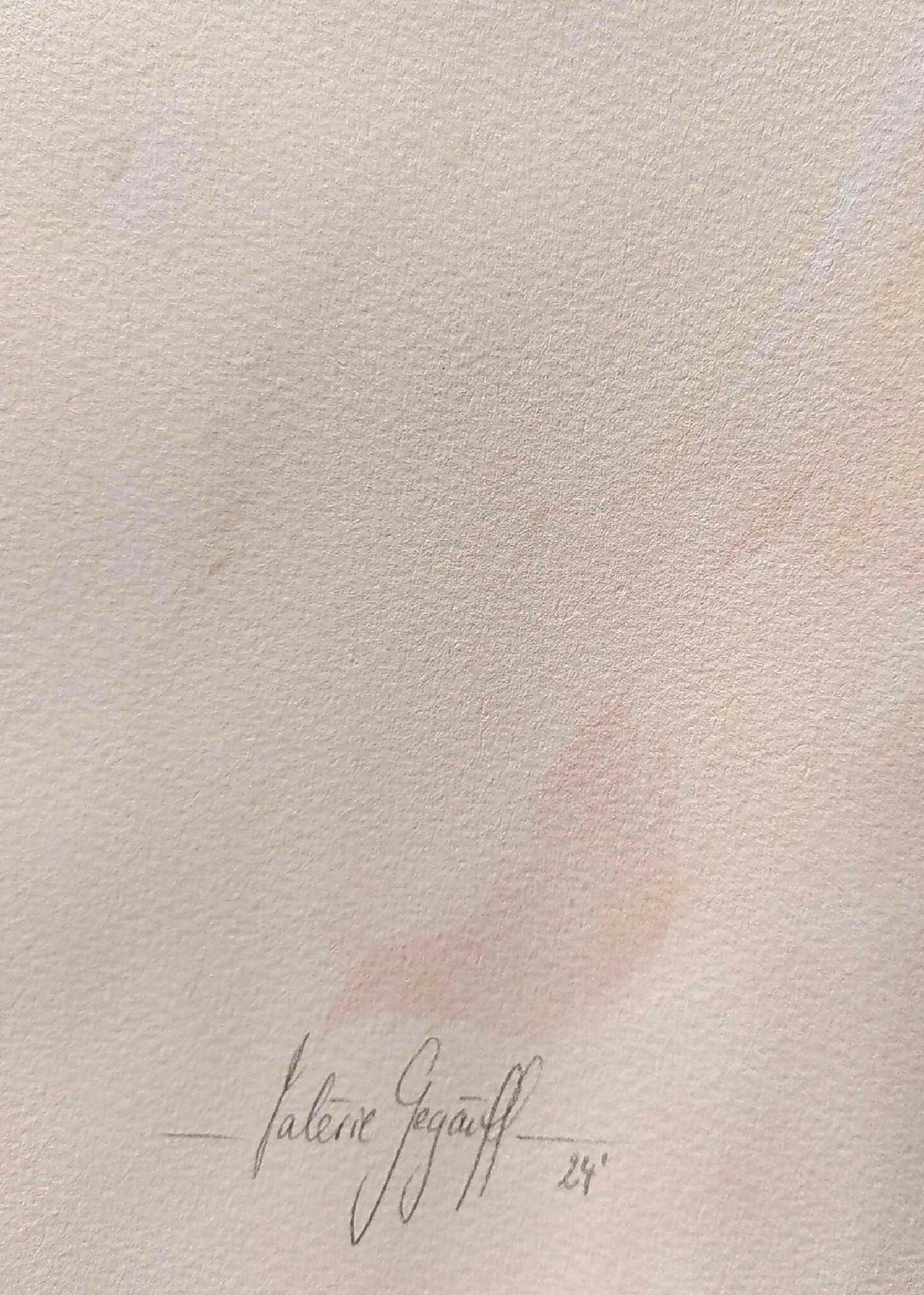 Aquarelle de ginkgo d’automne, signature manuscrite en bas à droite.