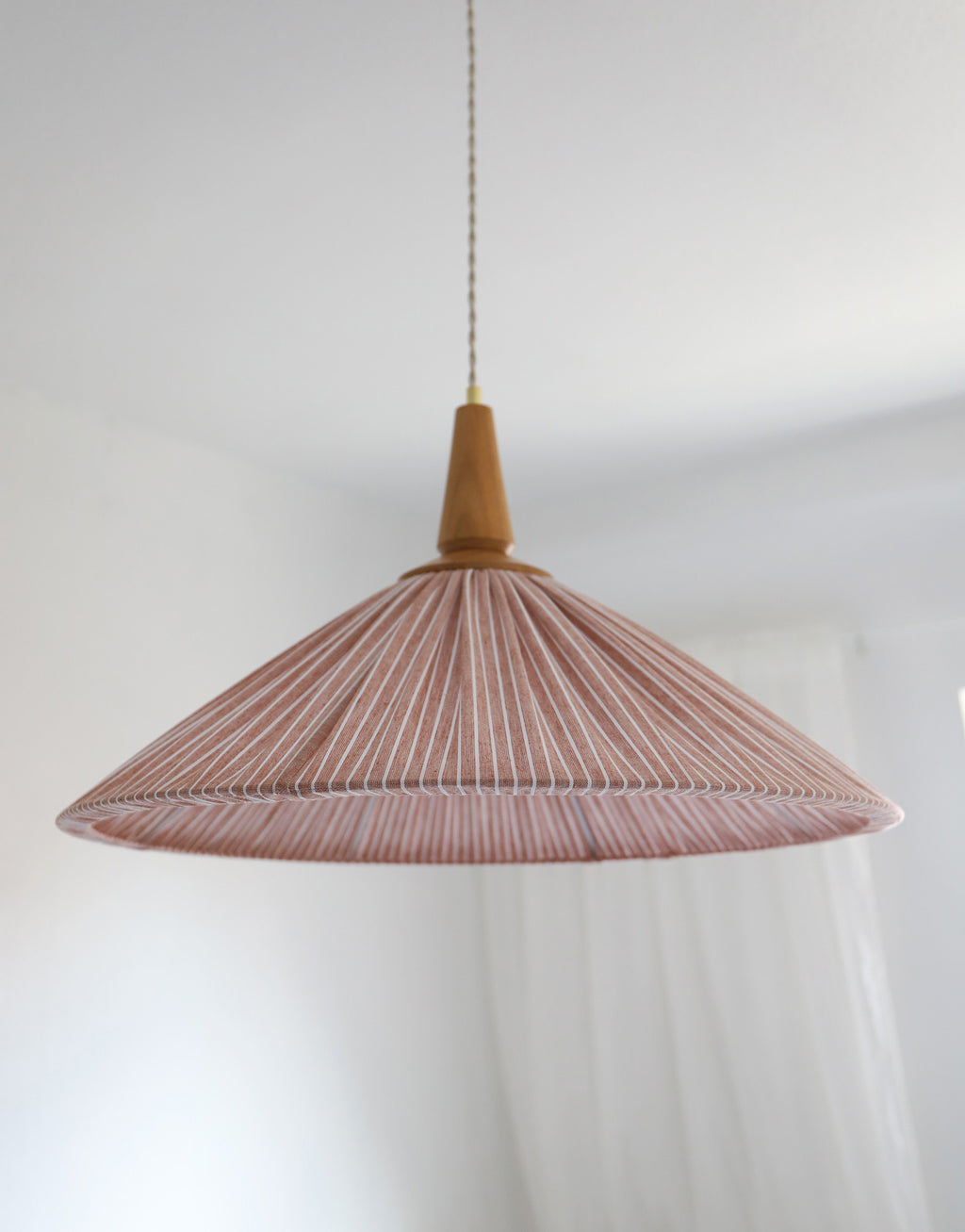 Suspension ELEONORE 60 cm, lin et coton rayé terra