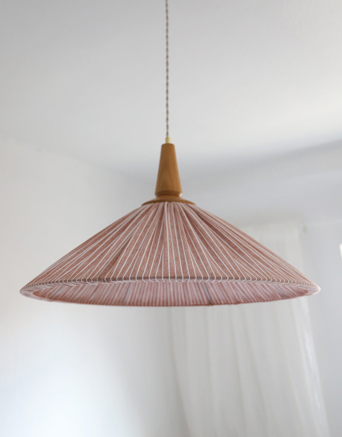 Suspension ELEONORE 60 cm, lin et coton rayé terra