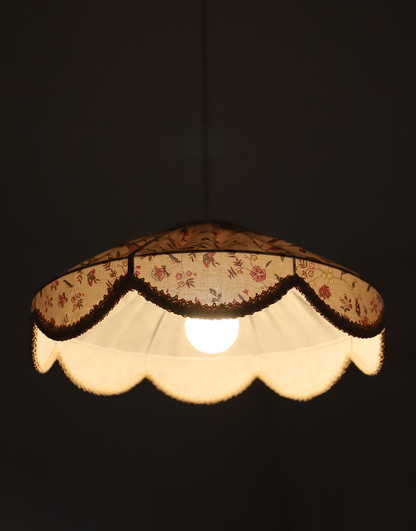 Suspension "Cosette" en Tissu Floral Jaipur Flowers - Abat-jour Festonné Style Vintage Made in France
