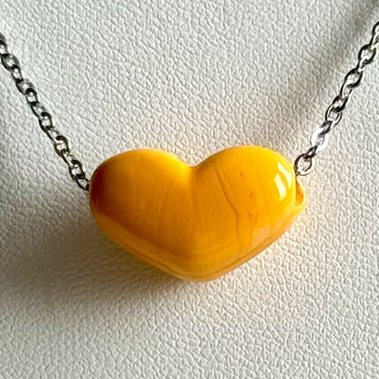 Collier - Coeur Orangé - Perle en verre de Murano