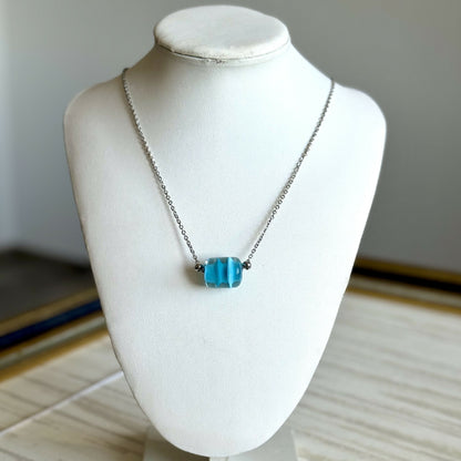 Collier - Chrysalide Turquoise - Perle en verre de Murano