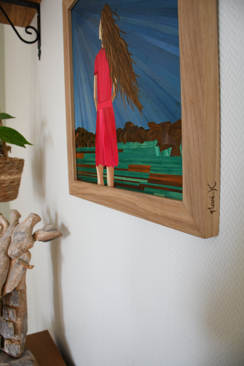 tableau en marqueterie de paille