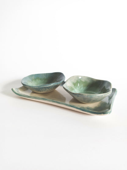petit plat et coupelles "Clairière de Jade"
