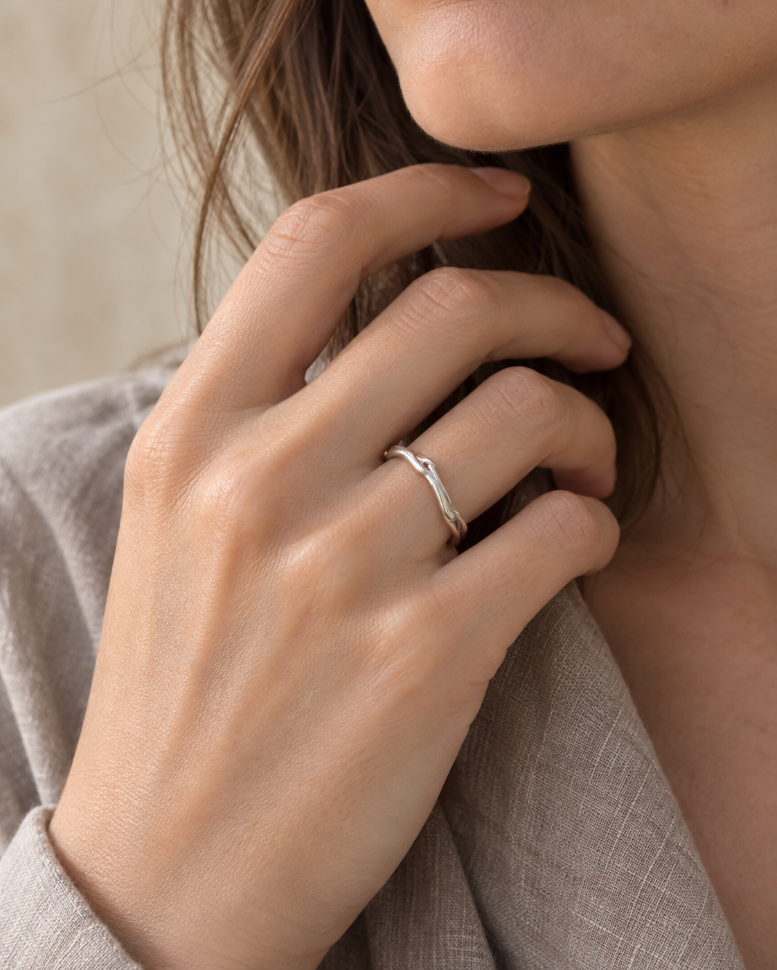 Alliance simple et originale fil enroulé en argent Massif 925