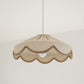 Suspension "Cosette" en Tissu Uni Beige Classic - Abat-jour Festonné Style Vintage Made in France