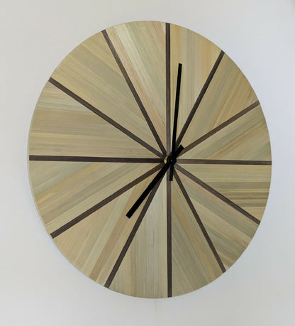 Horloge murale Ronde avec Marqueterie de paille Beige et Marron