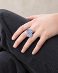 Bague réglable écaille en argent massif sur deux doigts, en noire ou en blanche