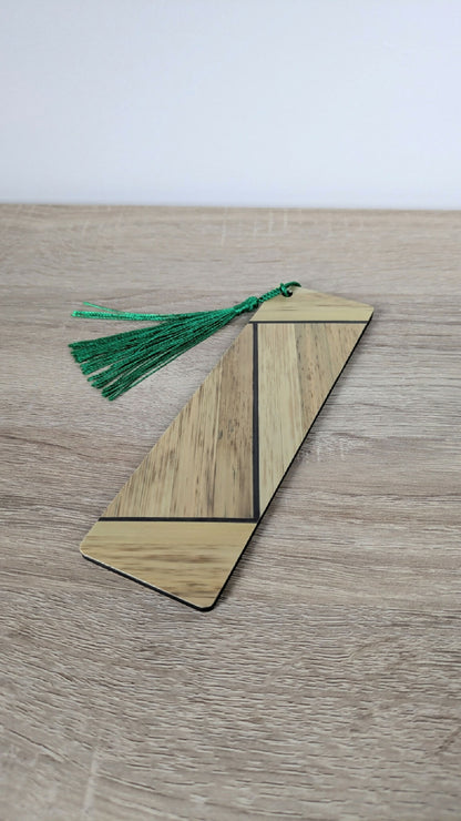 Marque-pages avec marqueterie de paille Beige/Vert/Gris anthracite