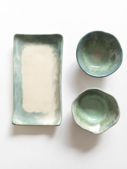 petit plat et coupelles "Clairière de Jade"